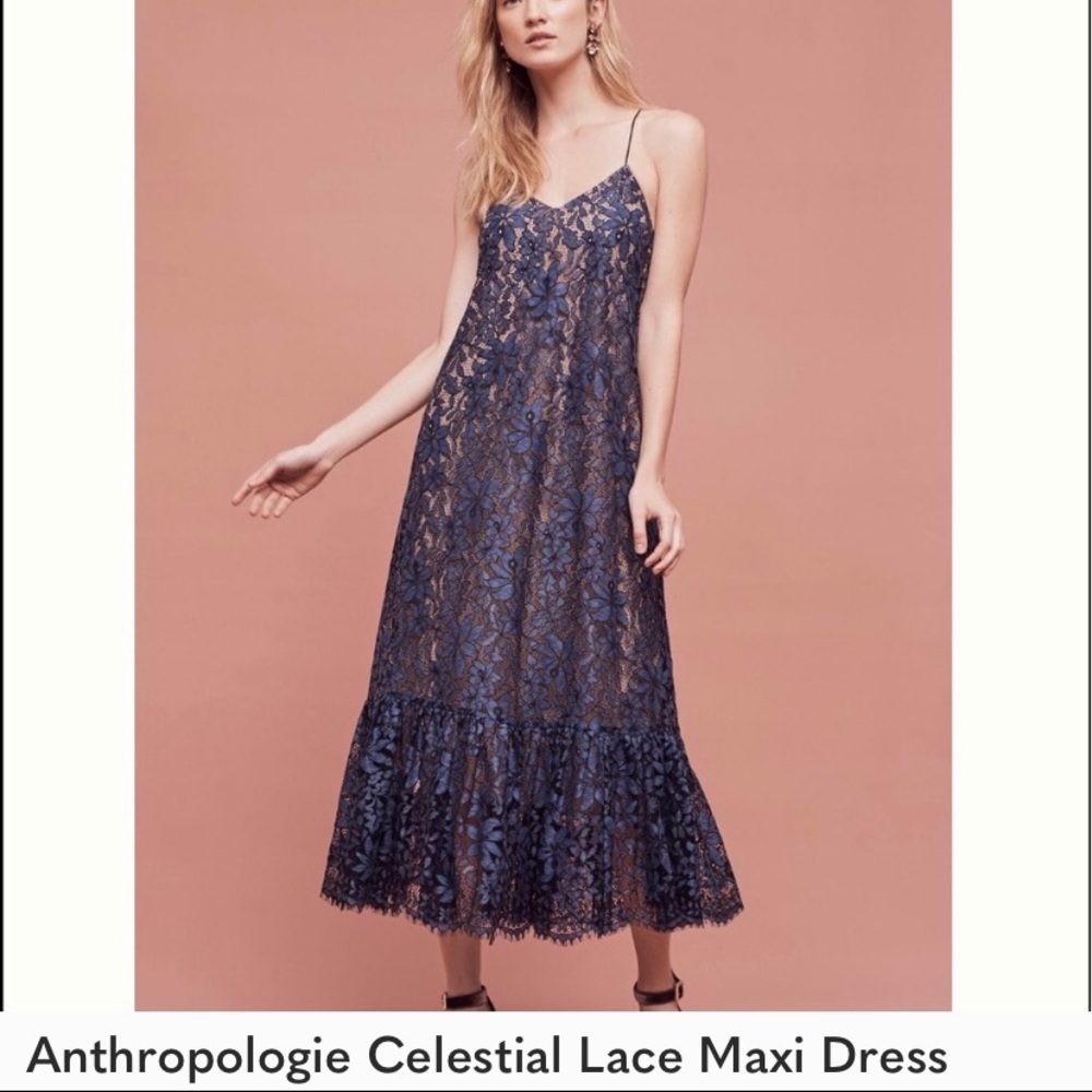 Anthropologie Celestial Lace Maxi Dress